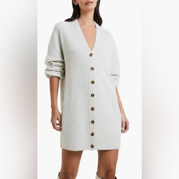 FRENCH CONNECTION | Oversized Babysoft Button Front Long Sleeve Sweater Dress - Picture 2 of 11